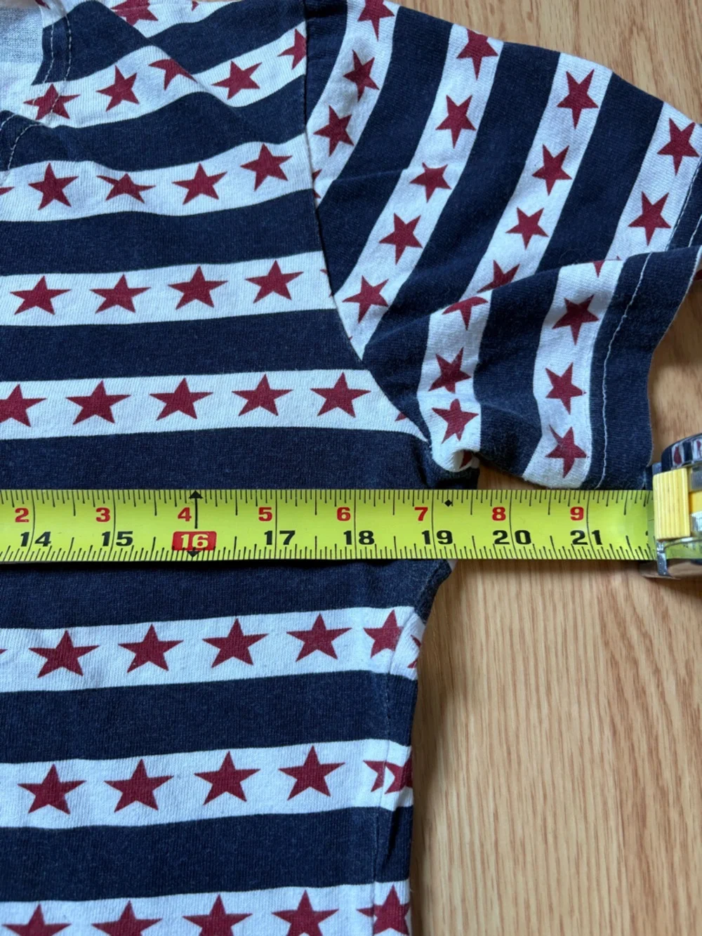 Vintage Americana Women’s Medium Cropped Short Sleeve Tee Striped Star Navy Red - Picture 12 of 15